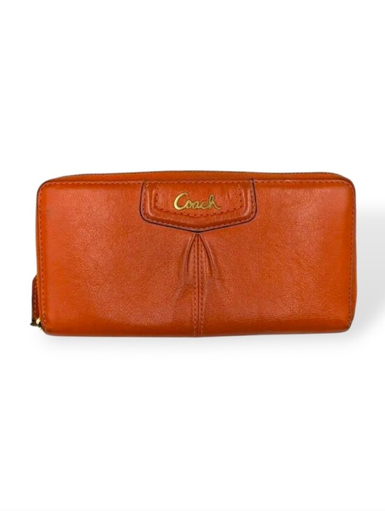 Coach Handbags - Coach Ashley Vintage Wallet Coral Orange Leather Zip Around Organizer Y2K